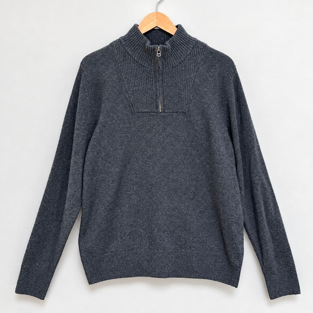 Bonobos Chanteclair Half Zip Sweater Mens L 80% Merino Wool Charcoal Gray